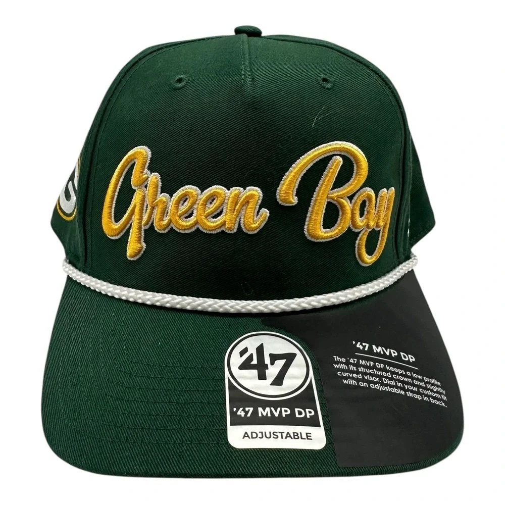 Green Bay Packers '47 Brand MVP DP NFL Overhand Script Snapback Hat Cap‎ New